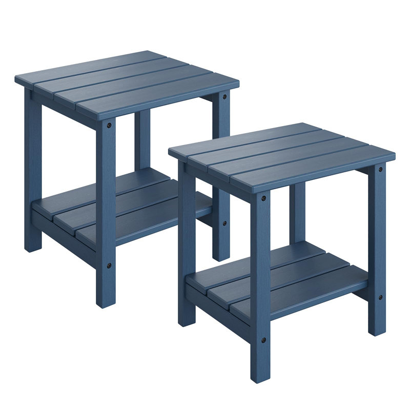 Tables d'appoint de patio d'extérieur 2 pièces, tables toutes saisons en PEHD à 2 niveaux pour terrasse, bord de piscine ou arrière-cour
