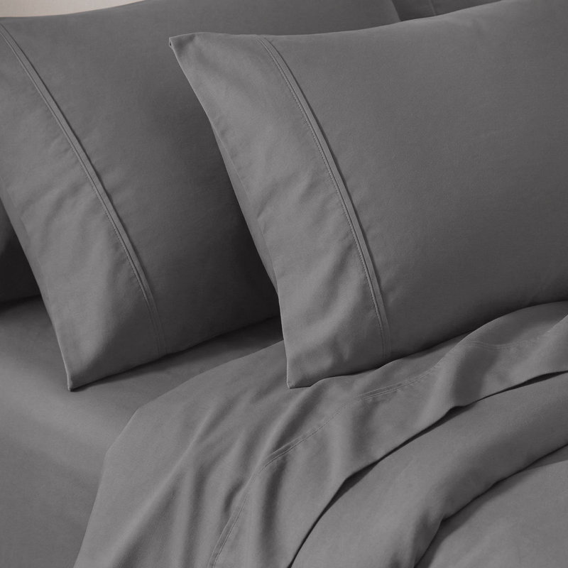 Cotton Blend 800 Thread Count Solid Pillowcase, Gray, King