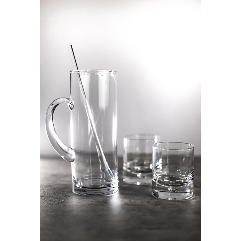 Handcrafted Clear Crystal Whiskey Glass Set with Bubble Base