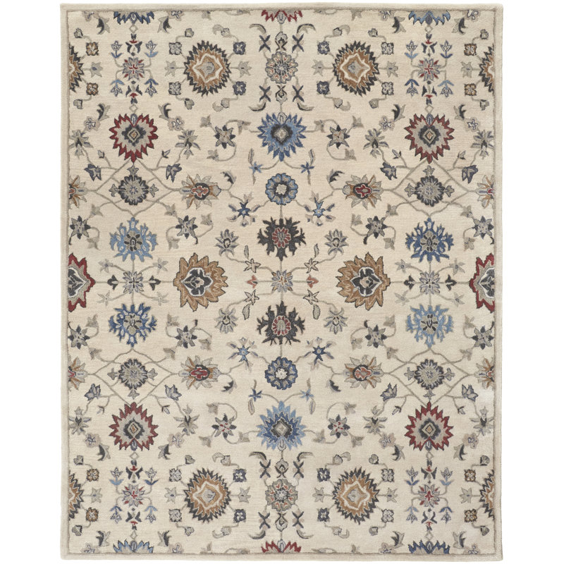 Azalea Wool Floral Area Rug, Rectangle 4' x 6'