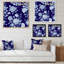 «Light Blue Roses On Dark Blue», reproduction d'art sur toile à motifs-66815313-66815319