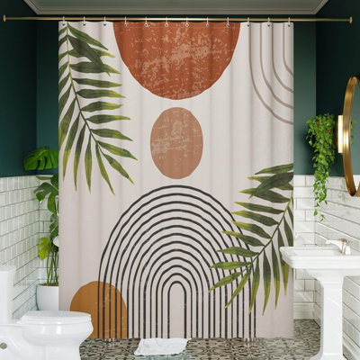 Boho Shower Curtain For Bathroom Decor - Modern Mid Century Design With Waterproof Polyester Fabric - Standard Size 72 X 84 Inches - Machine Washable For Easy Care