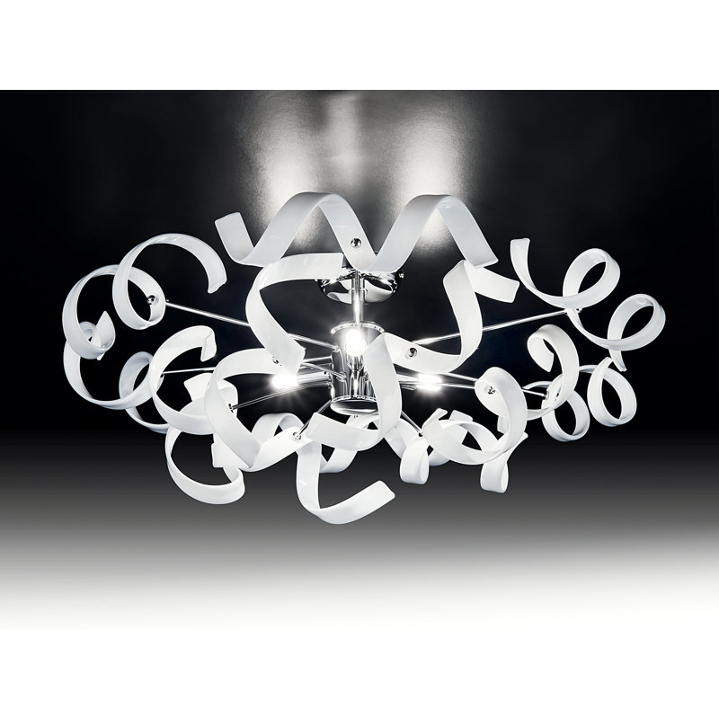 Astro Crystal Semi Flush Mount, White, Chrome