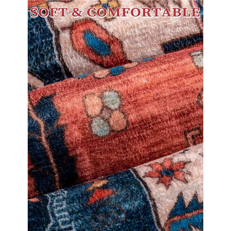 Rust Kitchen Runner Rug Washable Non-Slip, 2'x 5' (Runner)