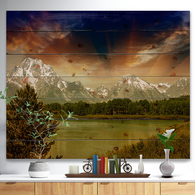 Parc national de Grand Teton - peinture sur bois sans cadre, H 30 po x l 40 po x P 1 po