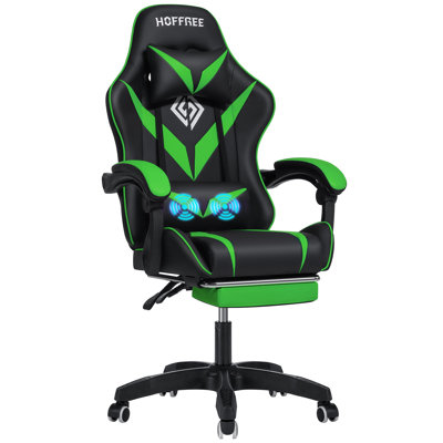 Hoffree Ergonomic Gaming Desk Chair with Vibration Lumbar Pillow for Teens by Hoffree