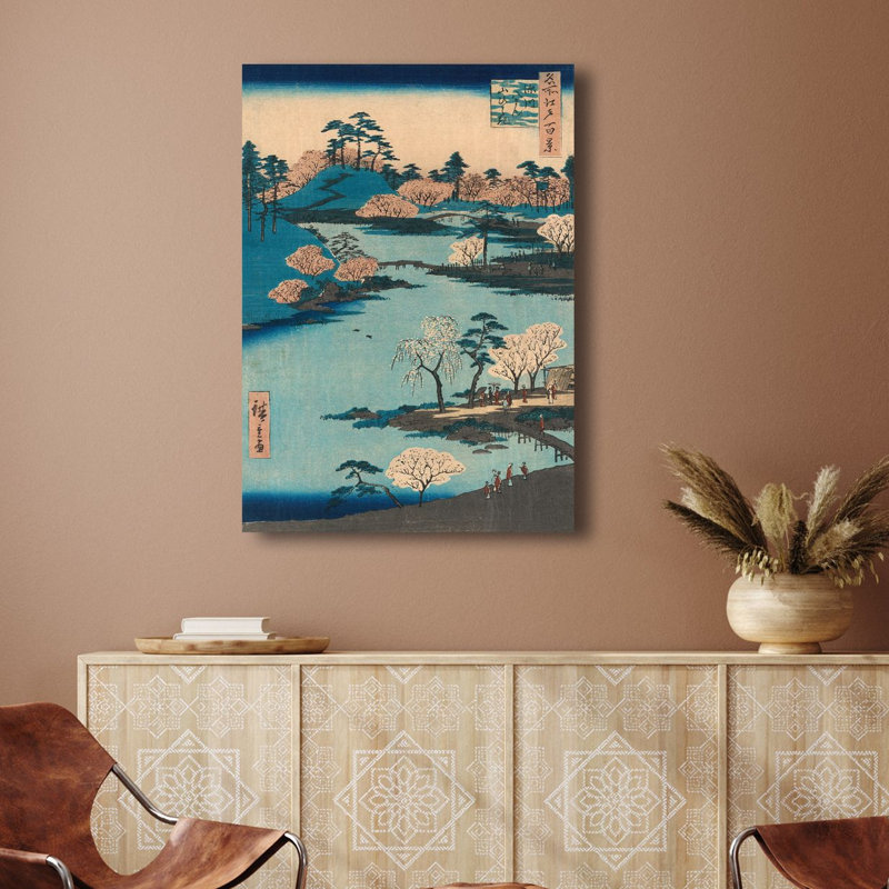 Open Garden At Fukagawa Hachiman Shrine by Ando Hiroshige - Wrapped Canvas Print, 100cm H x 70cm W x 4cm D
