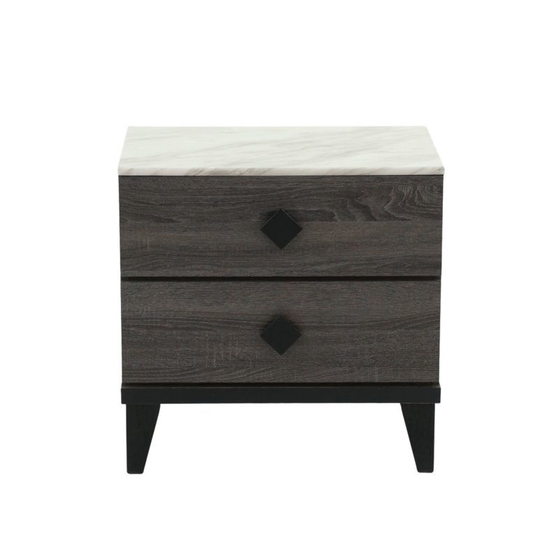 Table de chevet en bois deux tons avec 2 tiroirs