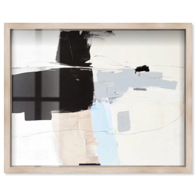 «Ebony and Ivory Edge I Shadowbox Print», art mural minimaliste par Art Remedy, cadre blond, 30 x 24