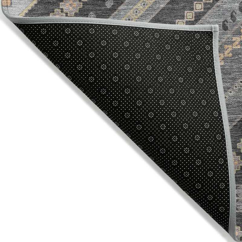 Gray Rectangular Flat Woven Synthetic Washable Rug 46" x 30"