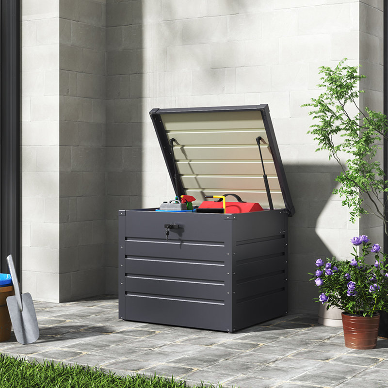 Garden Sanctuary 62cm W 200L Metal Lockable Deck Box in Black