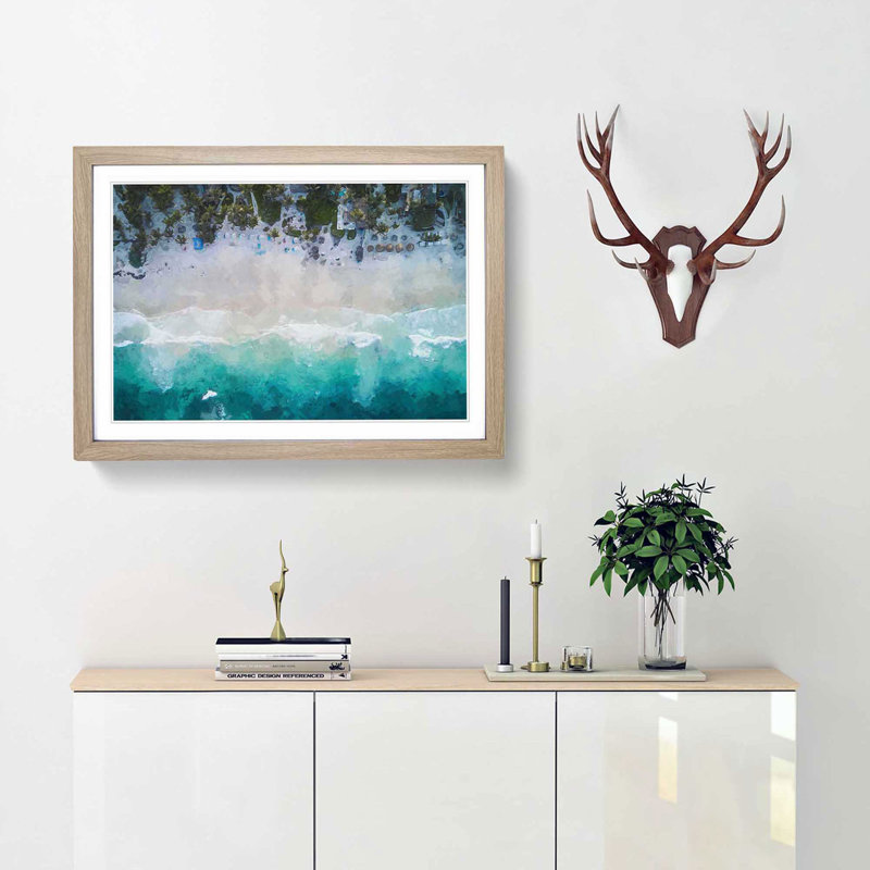 Tulum Mexico Beach - Picture Frame Graphic Art Print, 50cm H x 76cm W x 2cm D, Oak