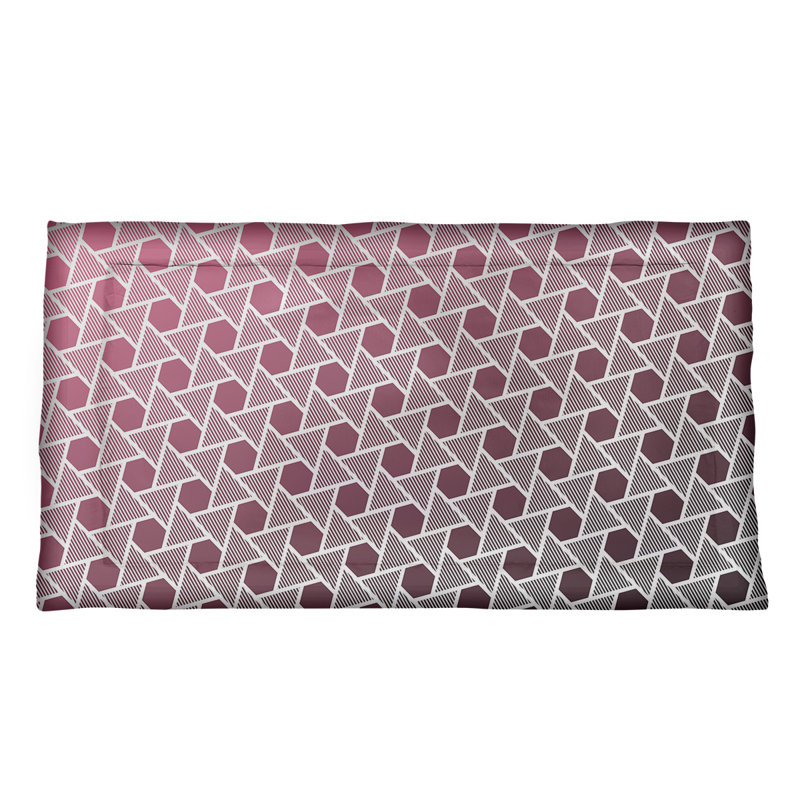 Taie décorative hexagones et triangles Katelyn Elizabeth, Polyester, Très grand lit, Noir / rose