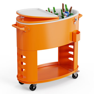 70QT Oval Freezer Patio Cooler Cart