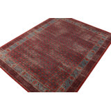 Distressed Homage Hand Knotted Wool Trellis Area Rug