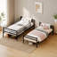 Lit superposé simple au-dessus de simple, lits superposés en métal avec échelle, peu encombrant, sans sommier, noir