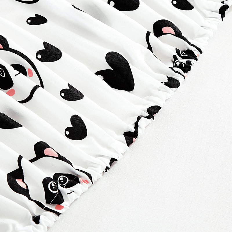 Fun Kids Teens Microfiber Sheet Set, Twin Sheet Set with 1 Pillowcase, White Panda