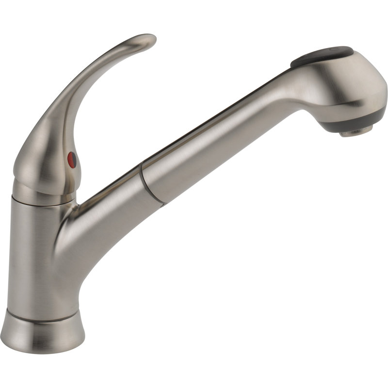 Foundations Pull Out Single Handle Kitchen Faucet with Diamond Seal Technology, Brilliance Stainless