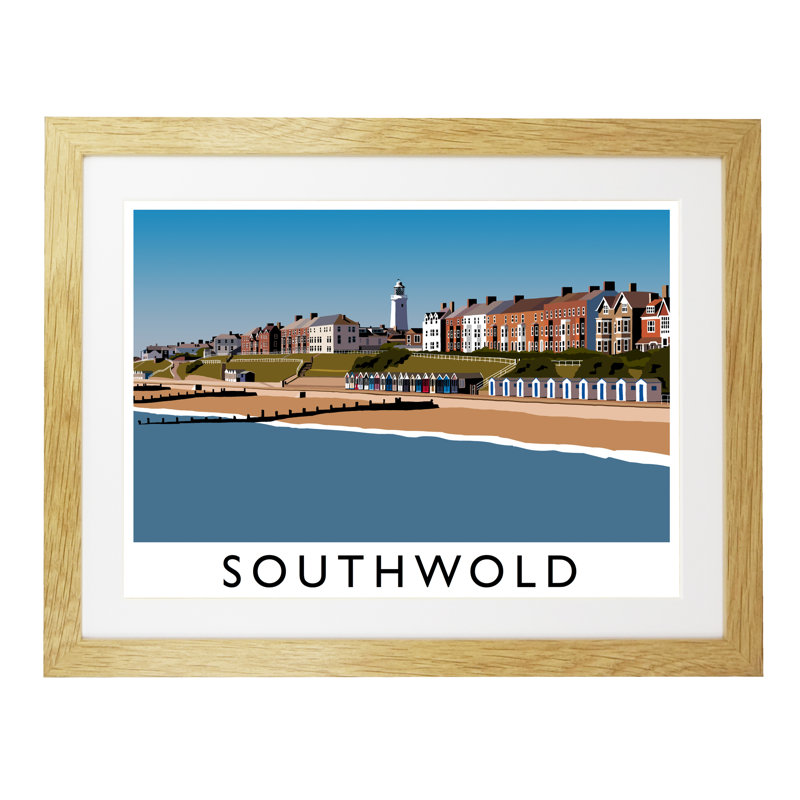 'Southwold' by Richard O'Neil - Print, Oak Wood Frame, 33.5 cm H x 43.5 cm W x 2.2 cm D