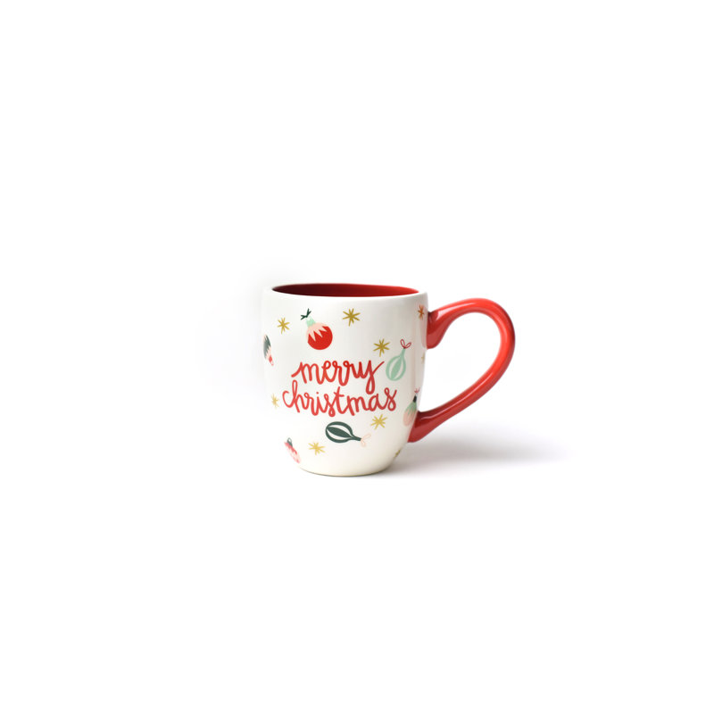 White Ceramic Christmas Tree Mug Set with Gold Stars