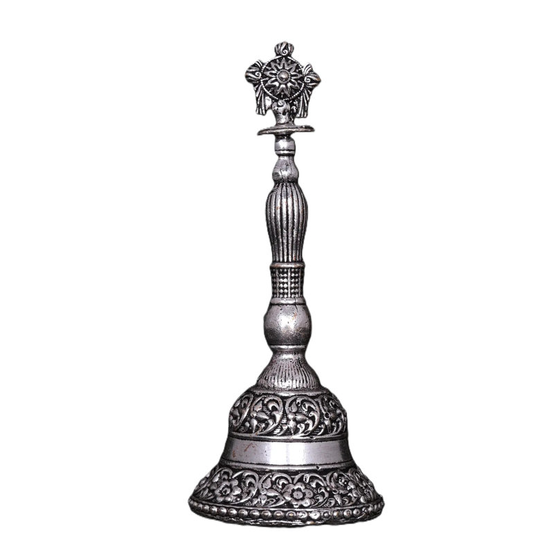 Cloche de chakra Vaishnava en laiton avec placage argent