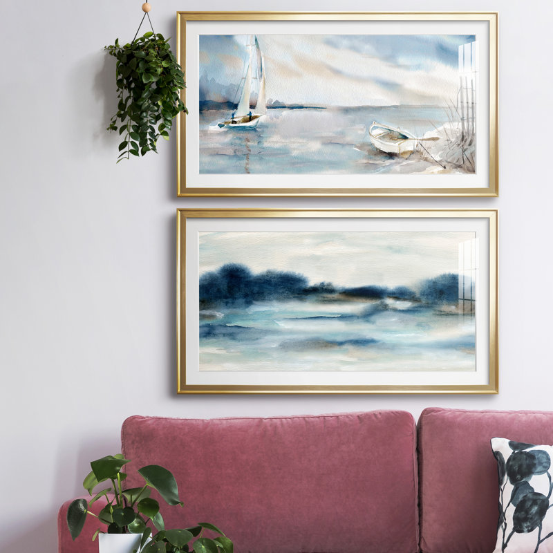 Panoramic Coast - ensemble de 2 peintures encadrées, Doré, H 22,5 po x l 85 po x P 1,5 po
