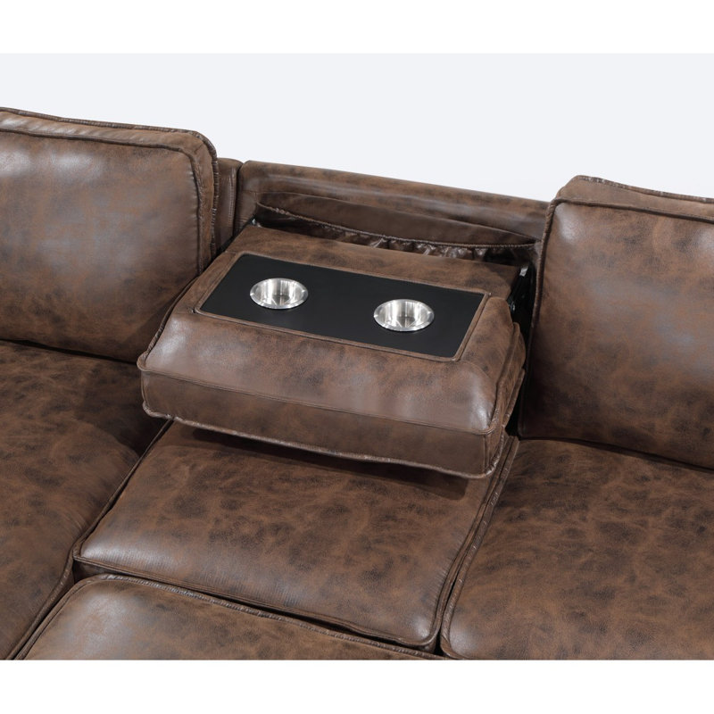 PULL OUT SOFA BED, Coffee Faux Leather