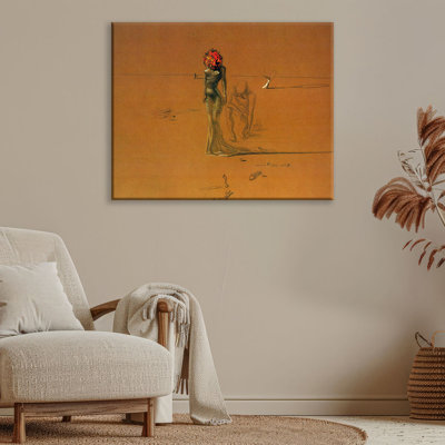 Toile tendue avec une tête de femme par Salvador Dali