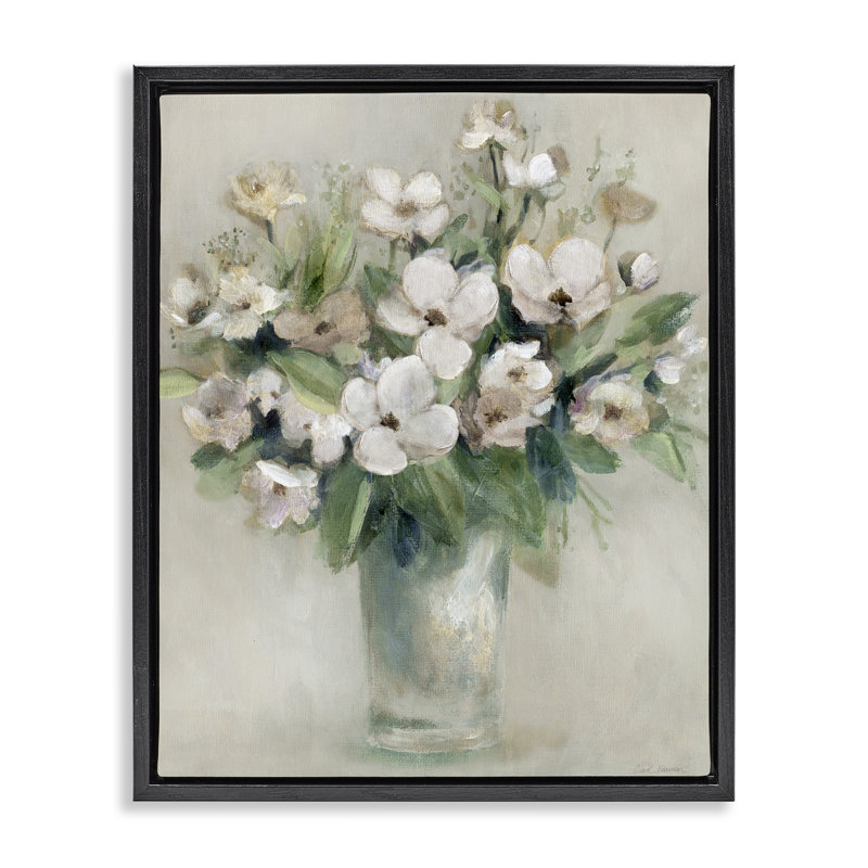 Bouquet de cornouiller printanier, Cadre flottant noir de jais, H 21 po x l 17 po