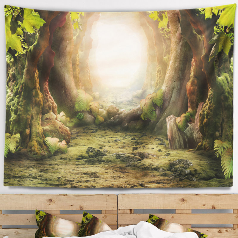 Tapisserie de polyester vert en polyester avec accessoires suspendus inclus, H 32 po x l 39 po
