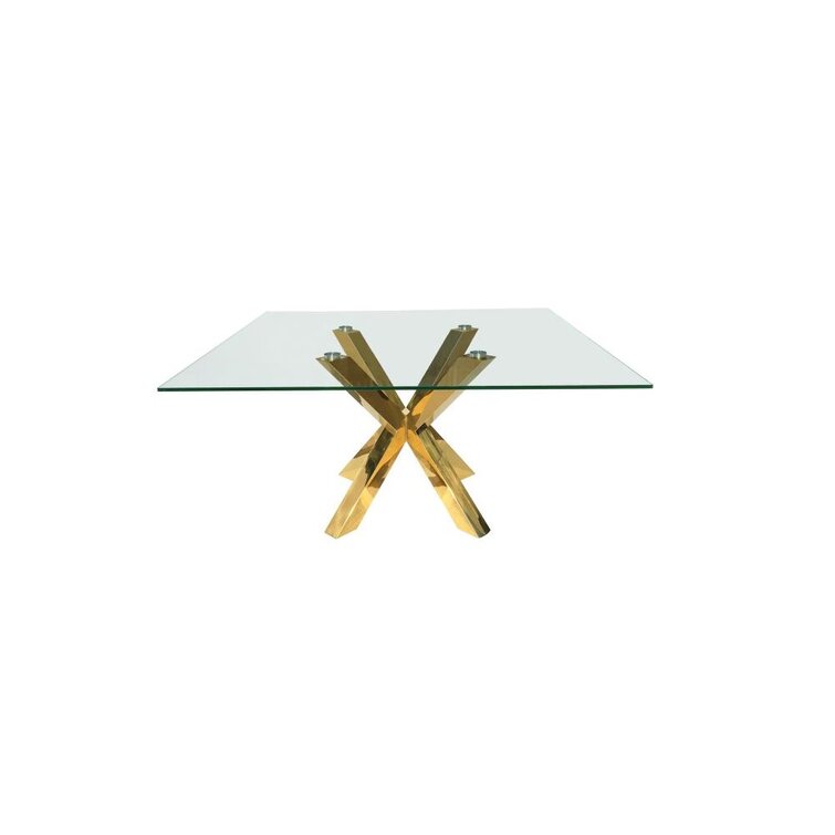 Glass Top Metal Base Dining Table