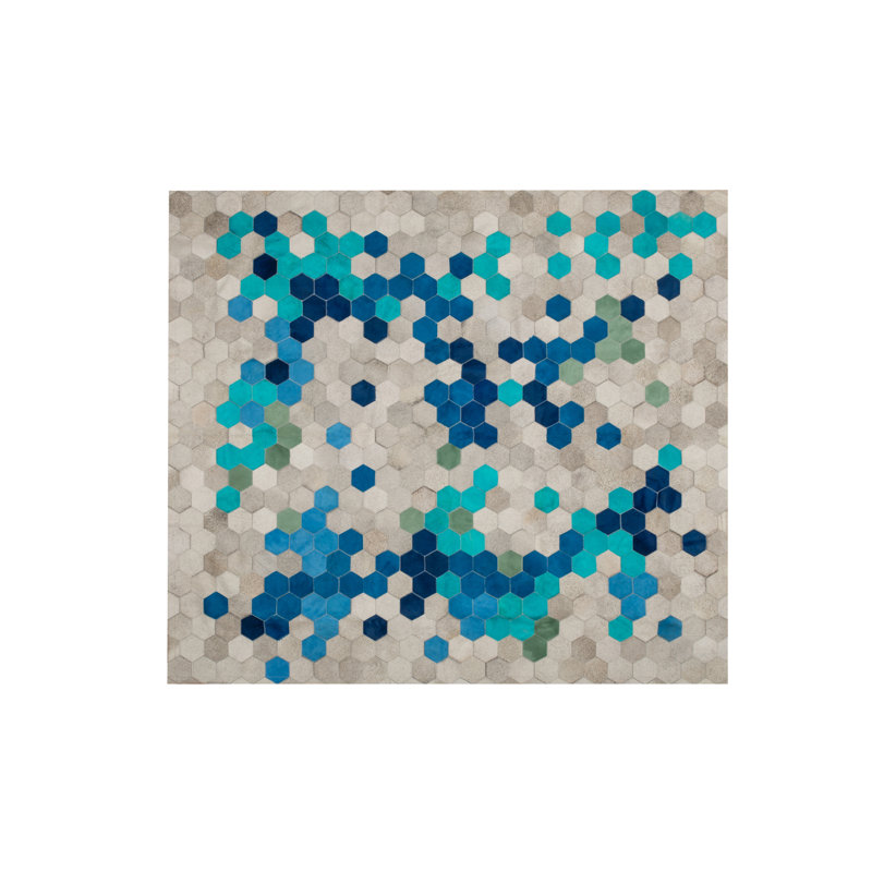 Angulo Cowhide Geometric Area Rug, Rectangle 5'9" x 6'7"