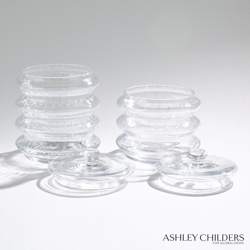 Wave Canister-Clear Seeded-Lg, 9.75" H x 7.75" W x 7.75" D