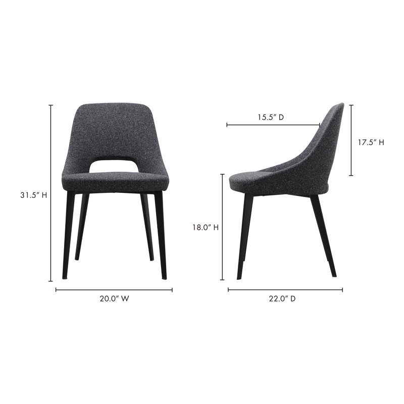 Tizz Upholstered Dining Chair, Dark Gray