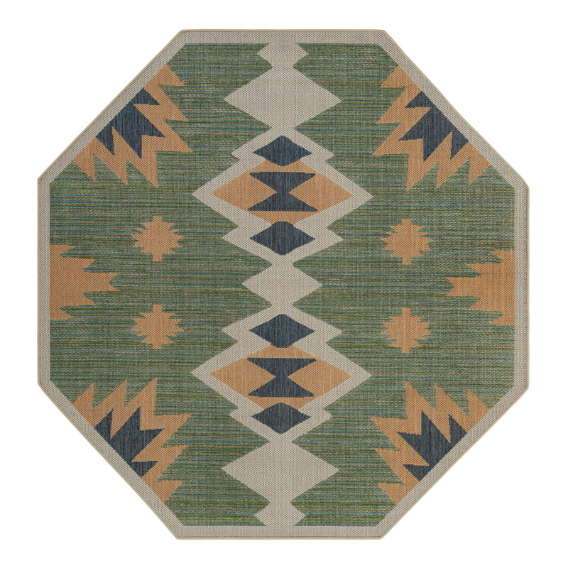 Tapis d'intérieur / extérieur vert Lauryn, Octogone 7 pi 10 po x 7 pi 10 po