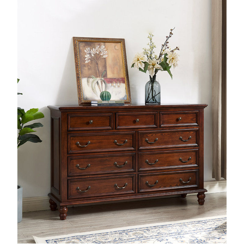 Commode d'appoint 55,12 po en bois massif brun standard