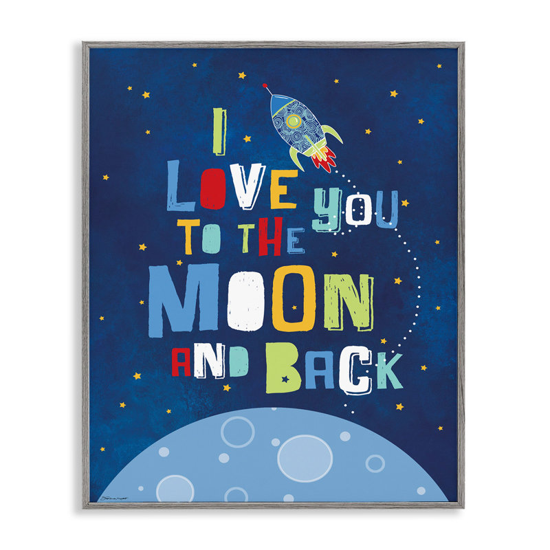 «I Love You Moon and Back Rocket Ship», art mural sur toile, H 11 po x l 14 po, Estampe numérique Farmhouse