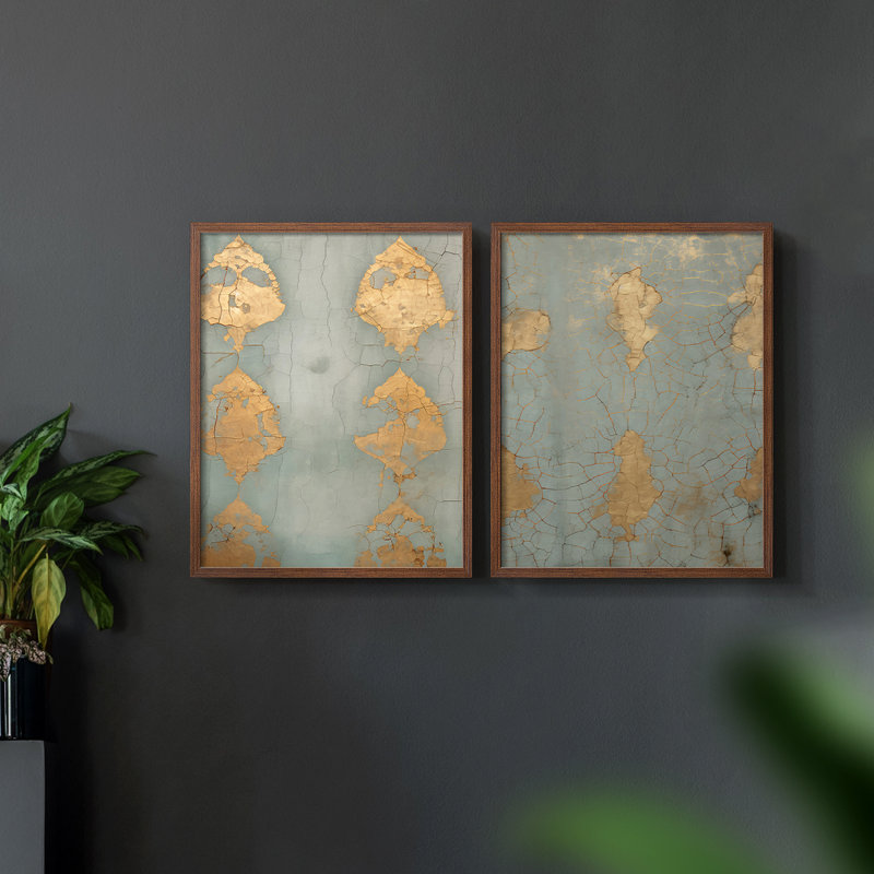 Vintage rétro - impression numérique sur toile - ensemble de 2, Noyer, H 12 po x l 30 po