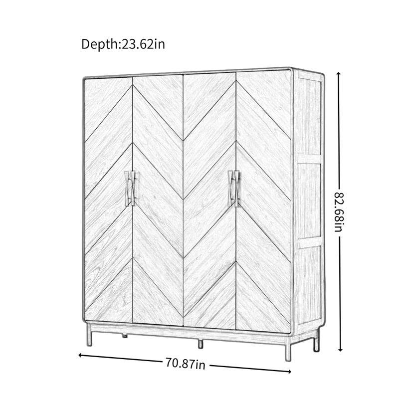 Italian Style Simple Solid Wood Wardrobe