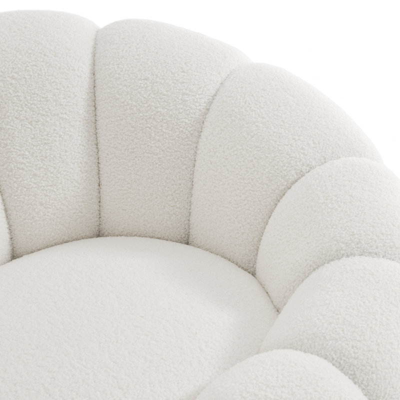 37" Pumpkin Plush White Sherpa Lounger & Ottoman Set