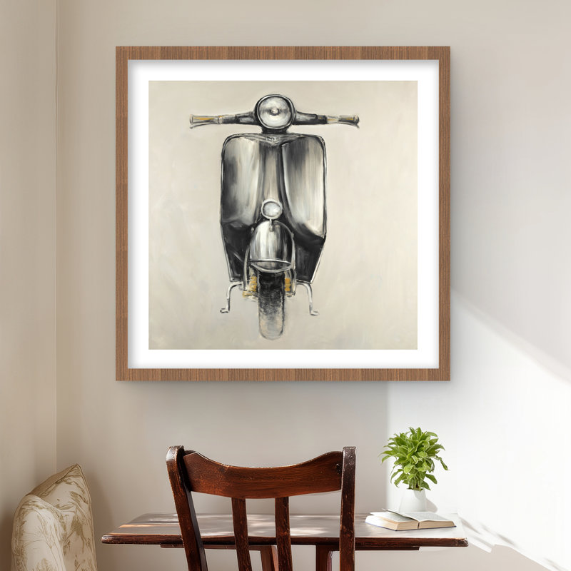 Petite reproduction encadrée vintage de vélocité noire | Décoration intérieure, H 24 po x l 24 po, Brun