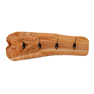 Rustic Cedar Wooden Coat Rack With 4 Hooks