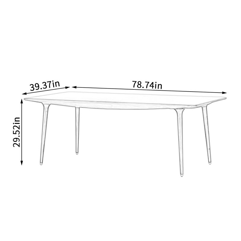 Solid Wood Dining Table,  29.52"H x 78.74"L x 39.37"W