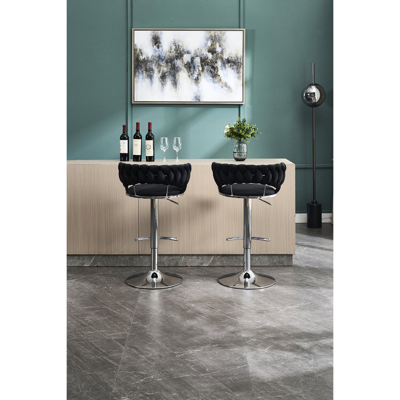 2 tabourets de bar, siège en velours, hauteur réglable, style simple pour divers réglages - base en métal noir avec, utilisations de conception