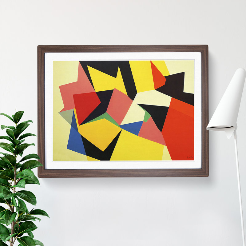 Magnificent Modern Abstract 1 Piece Single Picture Frame Wall Art, 46cm H x 64cm W x 2cm D, Walnut