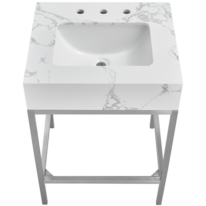 Marmo 24" Single Bathroom Vanity, White, Brushed Chrome