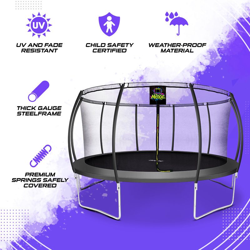 Charcoal 15' Round Outdoor Trampoline with Safety Enclosure