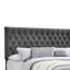 Lit double tapissier gris pleine grandeur, gris anthracite doux ou tissu, quatre tiroirs, tête de lit à boutons, ensemble de lattes pour tiroirs spacieux