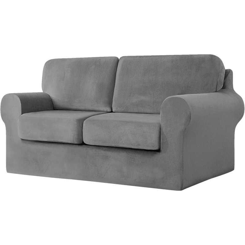 Sofa Cover With Separate Seat Cushions And Backrests Stretch Velvet Sofa Slipcover Couch Covers Furniture Protector Split Combined (2 Seat Set 5 PCS)