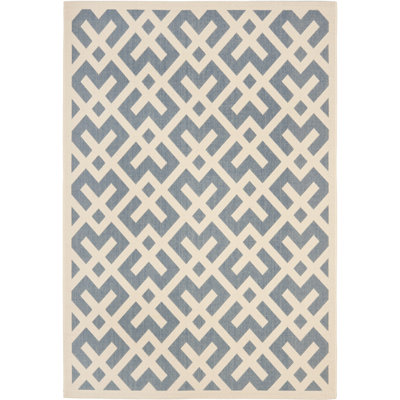 Arneshia Geometric Blue/Bone Area Indoor/Outdoor Area Rug